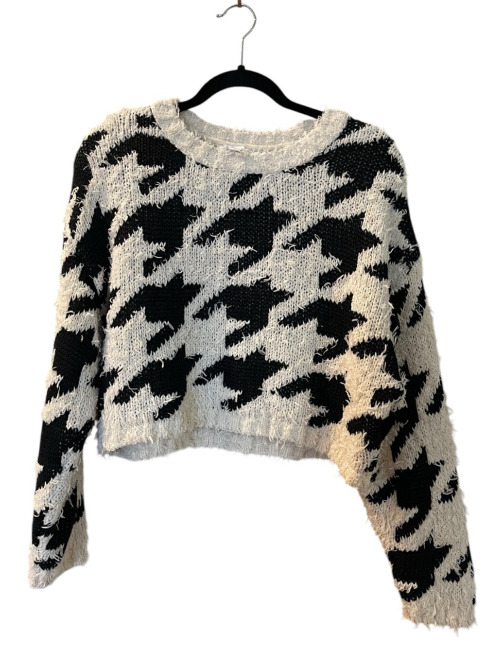 Topshop Black & Cream Houndstooth Crewneck Sweater